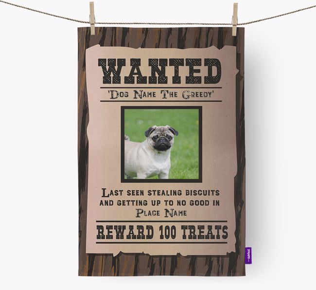 'Wanted Poster' - {breedFullName} Photo Upload Dish Towel